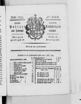 46tes Stück., Ausgabe vom 18. November 1795
