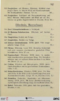 Elfenbein, Meerschaum (Nr. 554-565)