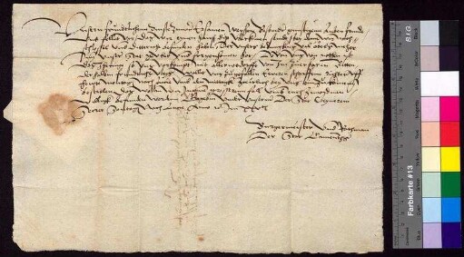 Bürgermeister und Rat der Stadt Kamenz bitten den Bürgermeister und Rat der Stadt Bautzen um Zusendung des Bautzener Scharfrichters auf heute Montag nach Lucie (18. Dezember 1525).