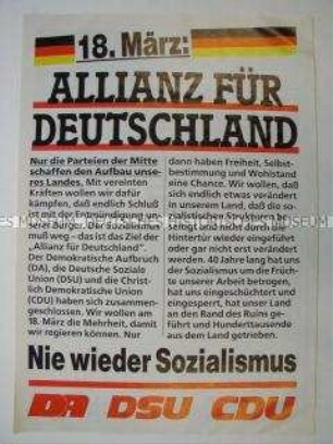 Sonderdruck der Allianz für Deutschland zur Volkskammerwahl 1990