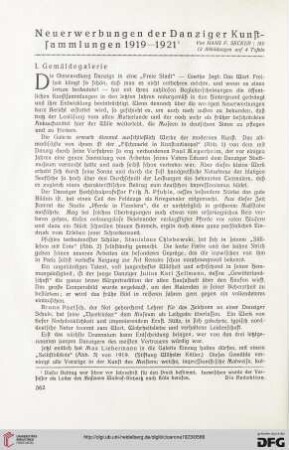 15: Neuerwerbungen der Danziger Kunstsammlungen 1919-1921