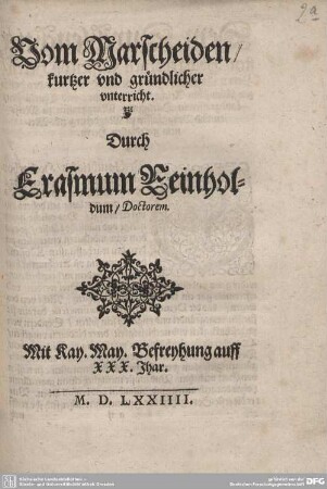 Vom Marscheiden, kurtzer und gründlicher unterricht