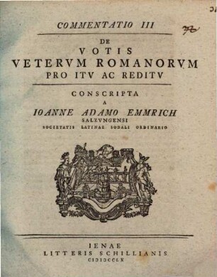 De Votis Vetervm Romanorvm Pro Itv Ac Reditv : Commentatio, 3