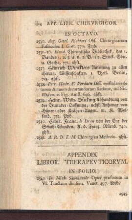 Appendix Libror. Therapevticorvm