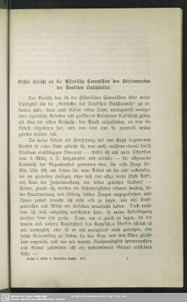 Erster Bericht an die historische Commission des Börsenvereins der Deutschen Buchhändler