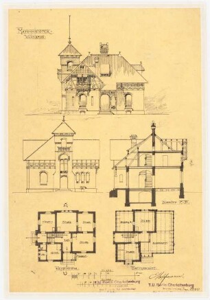 Hafenmeister-Haus: 2 Ansichten, Schnitt, Grundrisse, 1:150, 1:200