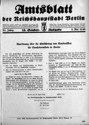 15. Sonder-Ausgabe, 3. Mai 1940