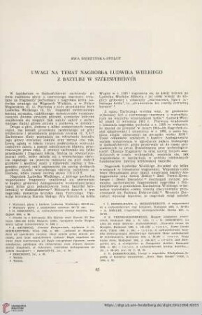 30: Uwagi na temat nagrobka Ludwika Wielkiego z bazyliki w Székesfehérvér