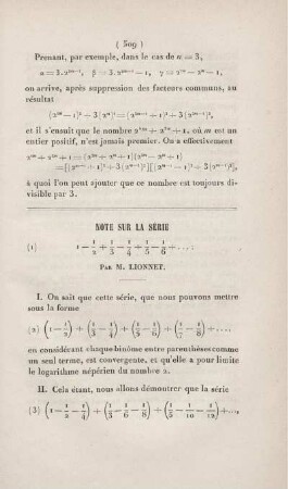 Note sur la série ...