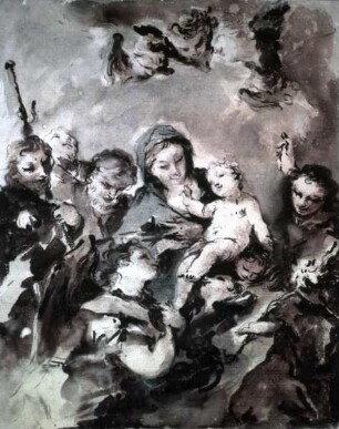 Die Heilige Familie mit den Heiligen Rochus, und Antonius von Padua und der Heilige Katharina