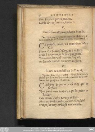 V. Confession & priere dudit Moyse, Pour son peuple, ayant commis idolatrie abominable, en se faisant vn veau d'or, Exod. 32.