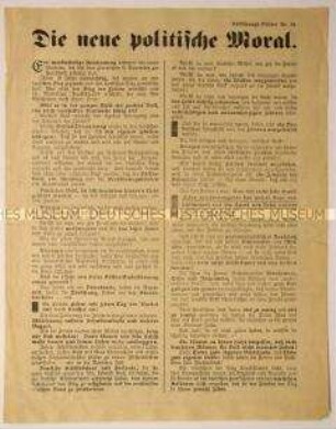 Gegen den Versailler Frieden und die republikanische Regierung gerichtetes antisemitisches Flugblatt der Deutschen Erneuerungs-Gemeinde