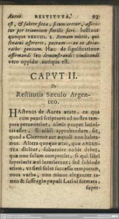 Caput II. De Restitutis Saeculo Argenteo