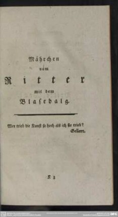 Mährchen vom Ritter mit dem Blasebalg