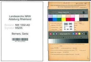 Entnazifizierung Gerta Berners, geb. 17.04.1916 (Sachbearbeiterin)