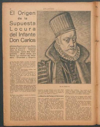 El origen del la supuesta locura del infante Don Carlos