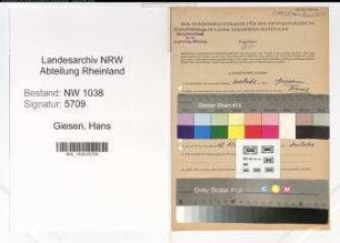 Entnazifizierung Hans Giesen , geb. 04.10.1898 (Vertreter)