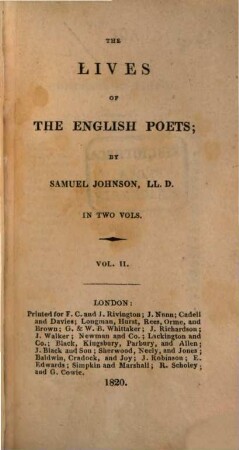 The lives of the English Poets, 2