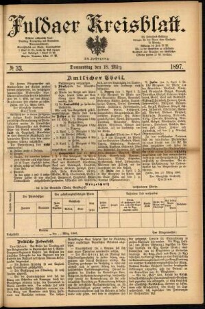 Erste Ausgabe vom Donnerstag, den 18. März 1897.