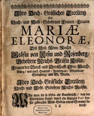 Theatrum annuum historico-morale heroinarum oder jährliche sittliche Geschichts-Schau-Bühne der Heldinen, [1. 1716?]