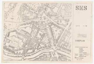 Sanierungsgebiet Kreuzberg Süd SKS, Wohnungsbau mit Geschäftsräumen, Admiralstraße Kottbusser Straße, Berlin-Kreuzberg: Lageplan Block 86, 87, 88, 1:2000