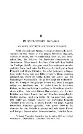 II. Im Schuldienste. 1607-1613