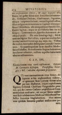 Cap. XVI. Coronationum ritus varii explicantur ...