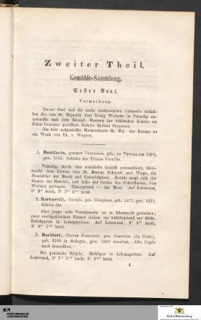 Zweiter Theil. Gemälde-Sammlung