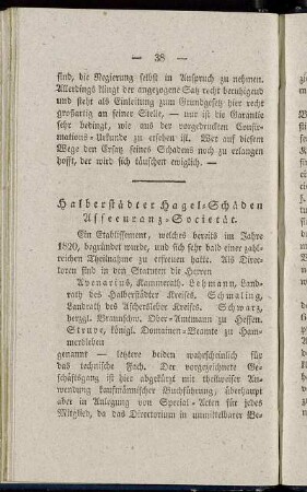 Halberstädter Hagel-Schäden Assecuranz-Societät.