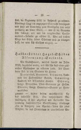 Halberstädter Hagel-Schäden Assecuranz-Societät.