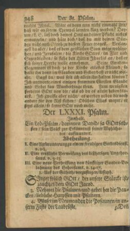 Der LXXXI. Psalm - CX. Psalm