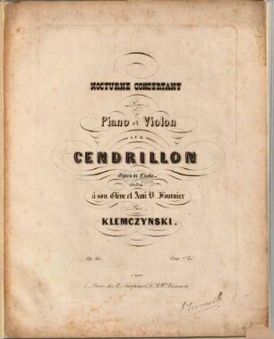 Nocturne concertant pour piano et violon sur Cendrillon, opéra de Nicolo : op. 60
