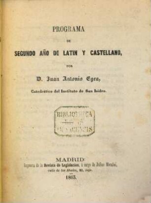 Programa de segundo año de latin y castellano