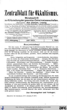 1. Heft (Jul. 1923)