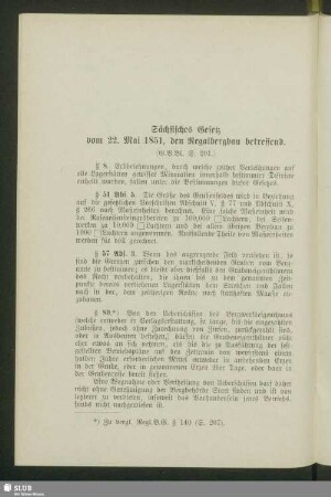 Sächsisches Gesetz vom 22. Mai 1851, den Regalbergbau betreffend