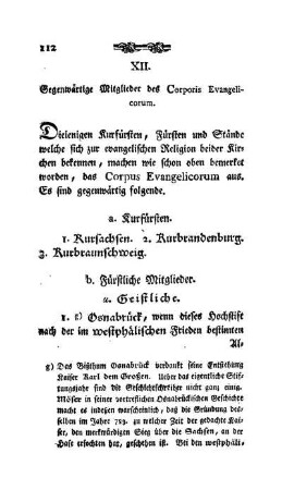 XII. Gegenwärtige Mitglieder des Corporis Evangelicorum.