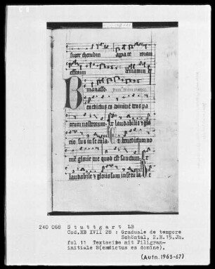 Graduale de Tempore — Initiale B(enedictus es domine), Folio 11recto