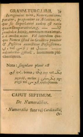 Caput Septimum. De Numeralibus.