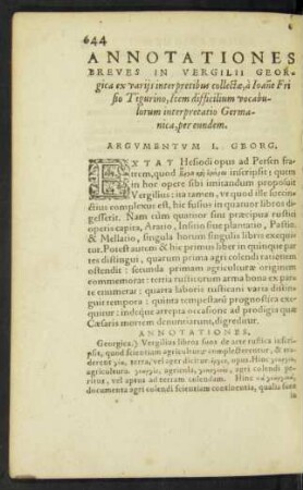Annotationes Breves In Vergilii Georgica ex variis interpretibus collectae ...