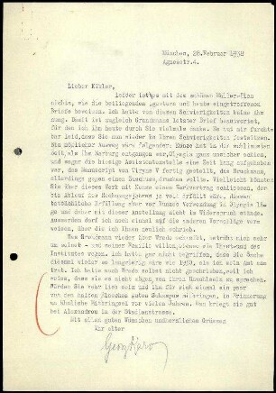 G. Karo an K. Kübler