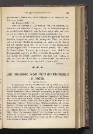 Eine litterarische Fehde wider das Christentum in Indien