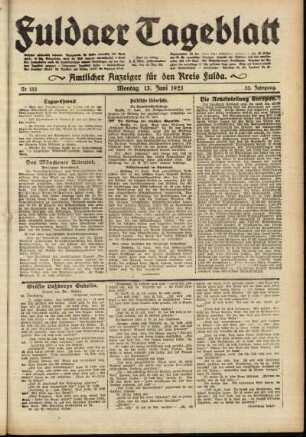 Ausgabe vom Montag, den 13. Juni 1921.