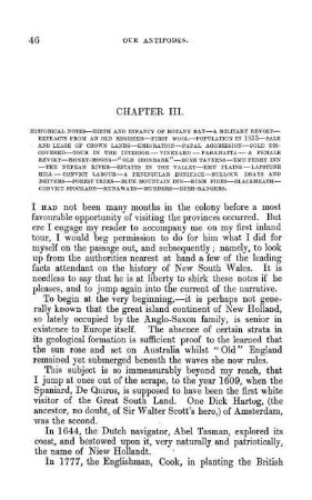 CHAPTER III. - Historical Notes Birth and Infancy of Botany Bay - a Military Revolt.