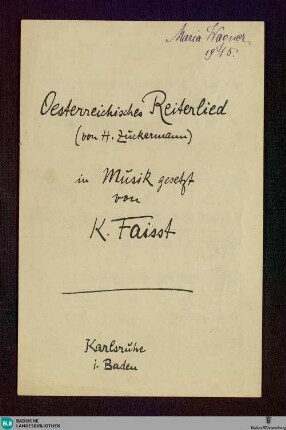 Oesterreichisches Reiterlied