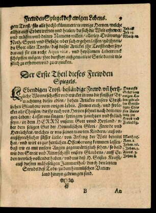 Der Erste Theil dieses Frewden Spiegels.