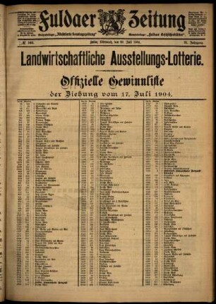 Zweite Ausgabe vom Mittwoch, den 20. Juli 1904.