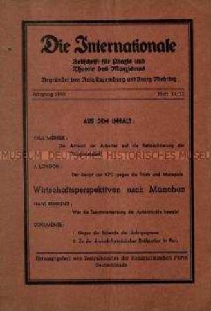 Sozialistische Zeitschrift begründet von Rosa Luxemburg und Franz Mehring, Jg. 1938