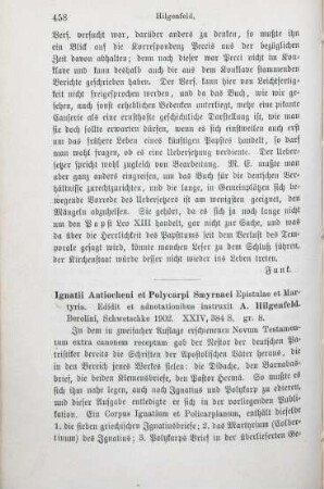 458-460 [Rezension] Ignatius Antiochenus, Ignatii Antiocheni et Polycarpi Smyrnaei epistulae et martyria