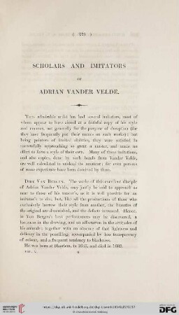 Scholars and Imitators of Adrian Vander Velde