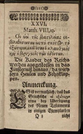 XXVI. Matth. VIII, 12.
